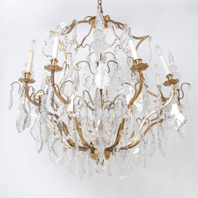 Louis XV Style Gilt Metal and Glass Eight-Light Chandelier