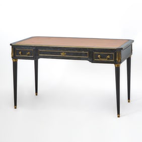 Louis XVI Style Black Lacquer Writing Table