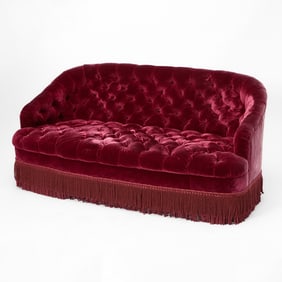 Napoleon III Style Button-Tufted Upholstered Settee