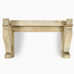 French Carved White Marble Fireplace Surround