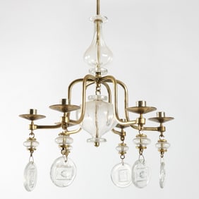 Erik Hoglund Metal and Glass Chandelier