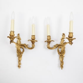Pair of Louis XV Ormolu Two- Branch Wall-Lights