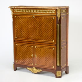 Late Louis XV Ormolu-Mounted Tulipwood, Kingwood, and Amaranth Parquetry Secrétaire à