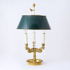 Directoire Style Gilt-Metal and Tôle Bouillotte Lamp