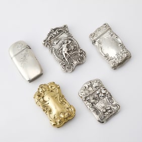 Five American Silver and Silver Plated Vesta Cases