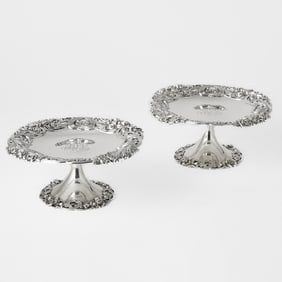 Pair of American Art Nouveau Sterling Silver Tazzas