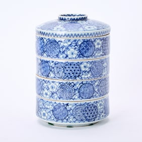 Japanese Blue and White Porcelain Stacking Box