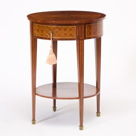 Louis XVI Style Tulipwood, Mahogany and Parquetry Center Table
