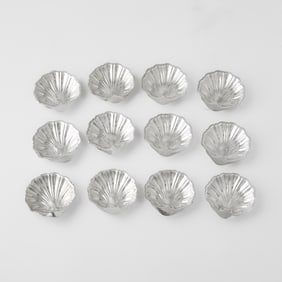 Set of Twelve American Sterling Silver Shell Form Nut Dishes