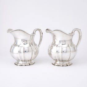 Pair of American Sterling Silver Water Pitchers