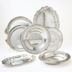 Group of American Sterling Silver Trays and Dishes