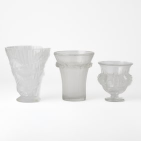 Two Lalique Molded Glass Vases