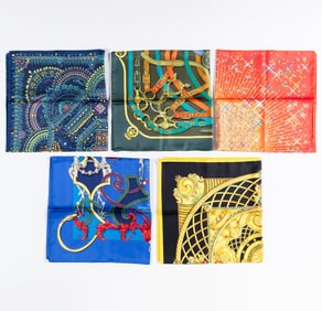 Five Hermès Silk Scarves