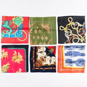 Six Hermès Silk Scarves