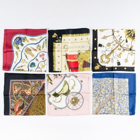 Six Hermès Silk Scarves