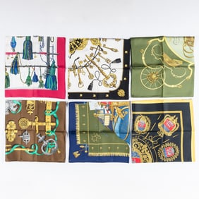Six Hermès Silk Scarves