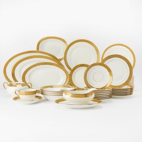 Limoges Gilt Decorated Porcelain Dinner Service