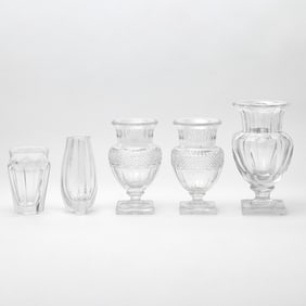 Group of Five Baccarat Blown Glass Vases