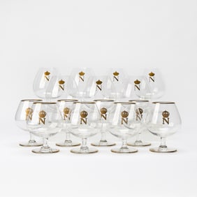 Set of Fifteen Baccarat Glass 'Napoleon' Pattern Brandy Snifters