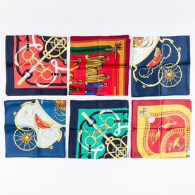 Six Hermès Silk Scarves
