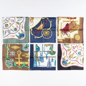 Six Hermès Silk Scarves