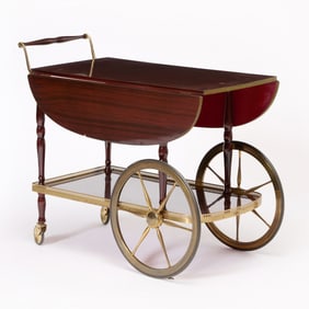 DRGM Mahogany and Brass-Mounted Butler's Wagon