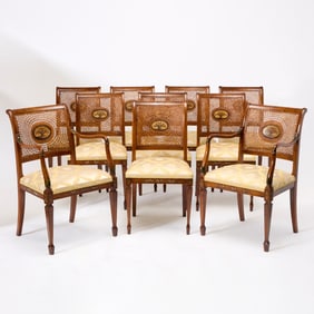 Set of Ten Edwardian Style Painted Fruitwood Dining Chairs