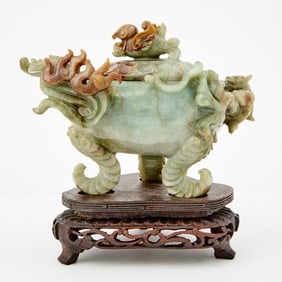 Chinese Jade Censer and Cover