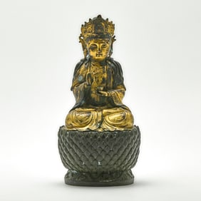 Chinese Gilt-Bronze Seated Figure of Guanyin