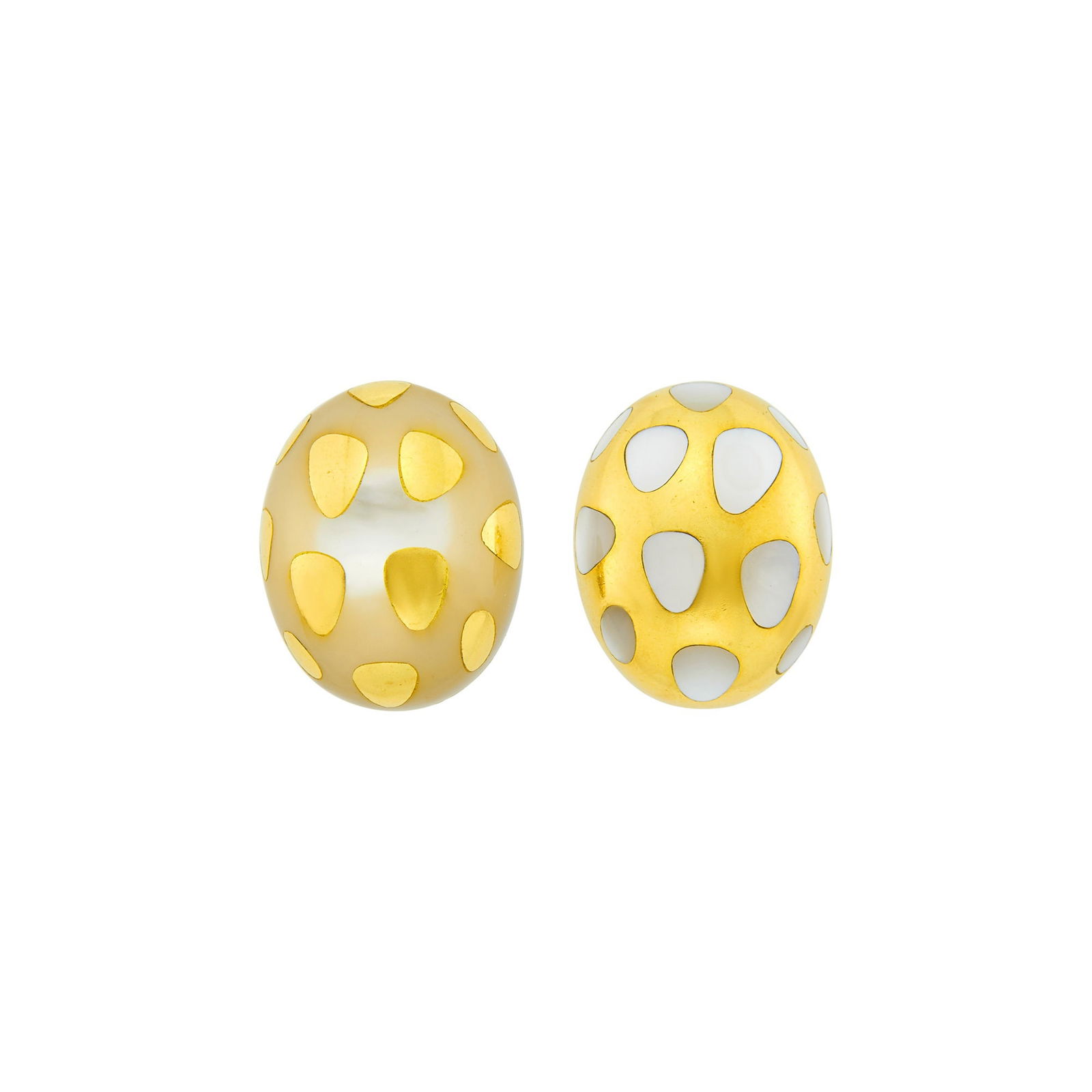 Tiffany & Co. Pair of Gold and Mother-of-Pearl 'Positive Negative' Earrings