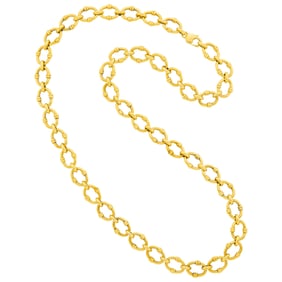 Long Gold Oval Link Necklace
