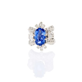 White Gold, Sapphire and Diamond Ring