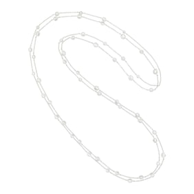 Long White Gold and Diamond Chain Necklace