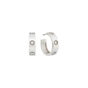 Cartier Pair of White Gold and Diamond 'Love' Hoop Earrings