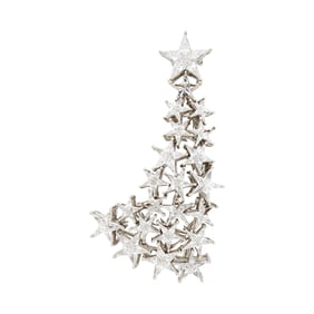 White Gold and Diamond Star Clip-Brooch