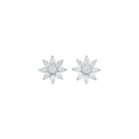 Pair of Platinum and Diamond Flower Earrings