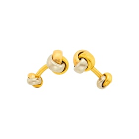 Cartier Pair of Tricolor Gold 'Love Knot' Cufflinks