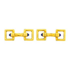Cartier London Pair of Gold and Lapis Cufflinks