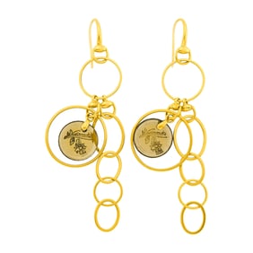 Gucci Pair of Gold and Smoky Quartz Pendant-Earrings