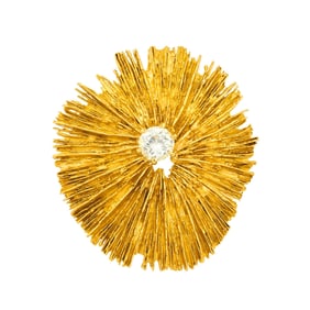 David Webb Gold and Diamond Sea Urchin Clip-Brooch