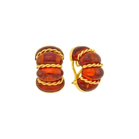 Seaman Schepps Pair of Gold and Amber 'Shrimp' Earclips
