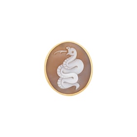 Pomellato Rose Gold and 'Eva Rose' Shell Cameo Snake Ring