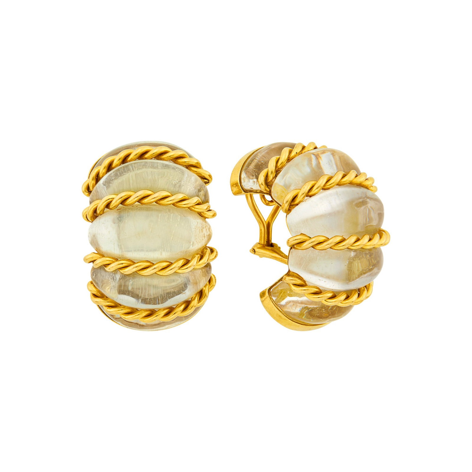 Seaman Schepps Pair of Gold and Rock Crystal 'Shrimp' Earclips (1 of 1)