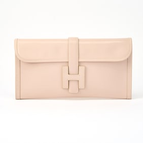 Hermès Light Pink Leather 'Jige' Elan 29 Clutch