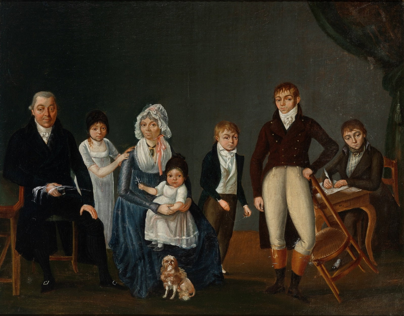 Continental School: Late 18th/early 19th Century Portrait of a Family in an Interior Oil on canvas 22 x 27 1/2 inches Framed: 30 1/2 x 36 1/2 inches