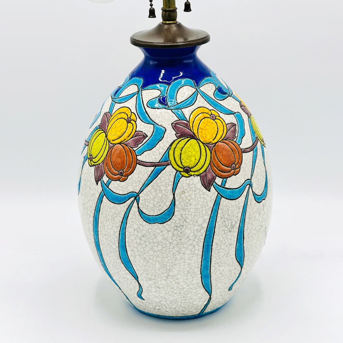Charles Catteau for Boch Freres Keramis Art Deco Vase: Circa 1925 Mounted as lamp. Height approximately 12 inches.