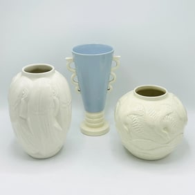 Group of Three Boch Freres Glazed Art Deco Vases