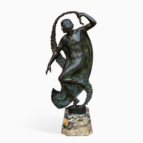 French Art Deco Patinated Bronze Figure of a Dancer