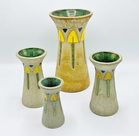Group of Nine Roseville "Mostique" Pattern Pottery Table Articles