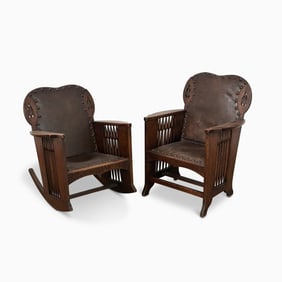 Two English Arts and Crafts Oak Chairs